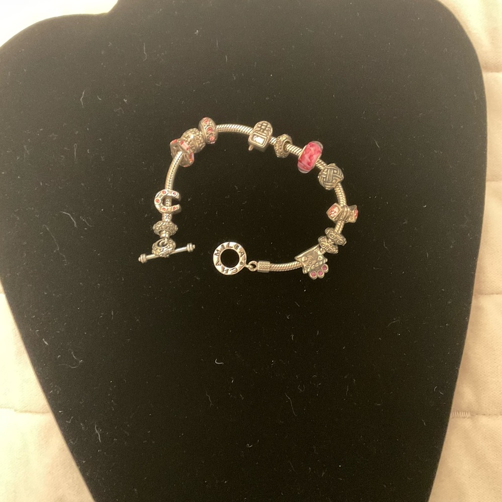 Chamilia Sterling Silver and Pink Charm Bracelet